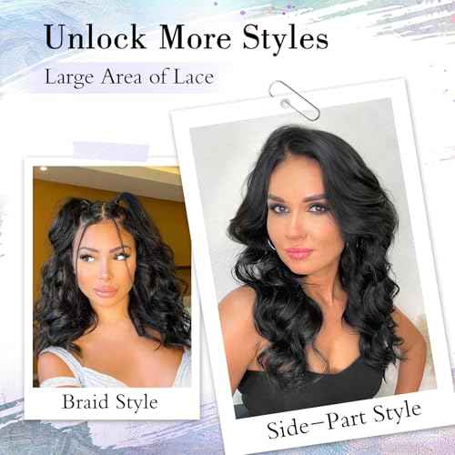 14 Inch Short Wavy Wigs for Women Natural Curly Bob Style 6x4 Glueless Synthetic Lace Front Wig Pre Plucked Pre Cut Hairline Daily Party Use£¨Black£©