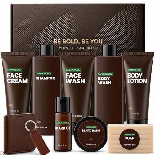 Sandalwood Men's Grooming Gift Set – 10 Piece Beard & Body Care