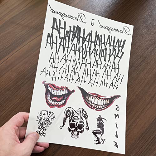Halloween Temporary Tattoos - 6 Large Sheets, Waterproof Fake Tattoos