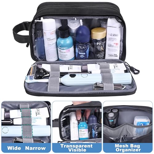 HILOMON Black Tactical Toiletry Bag for Men, Waterproof Shaving & Shower Kit