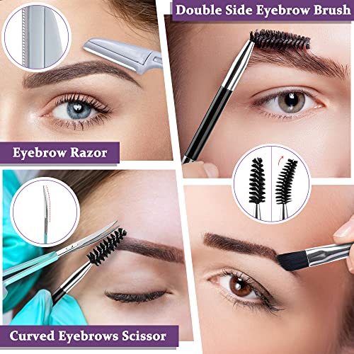 TsMADDTs Eyebrow Tweezer Set, 13 Pcs Tweezers Set for Women, Precision Tweezer for Eyebrows with Curved Scissors for Ingrown Hair, Hair Plucking Daily Beauty Tools with Leather Travel Case