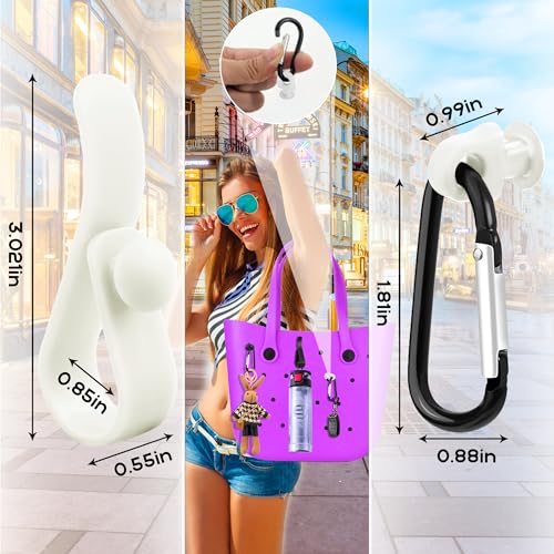 White 6Pcs Accessories Hooks for Bogg Bag, Carabiner Keychain & Key Holder Charms