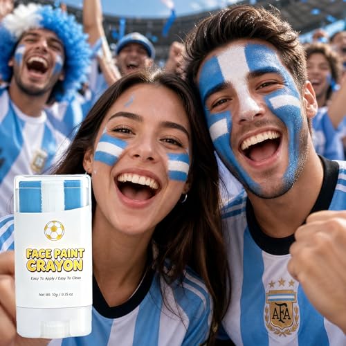Argentina Flag Face Paint Stick - Non-Toxic, Washable 3-Color Makeup