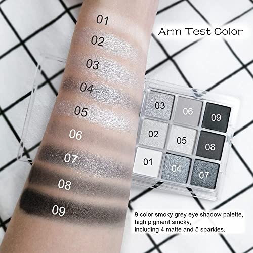 AMY'S DIARY Black Smokey Silver Glitter Eyeshadow Palette 9 Colors - A1