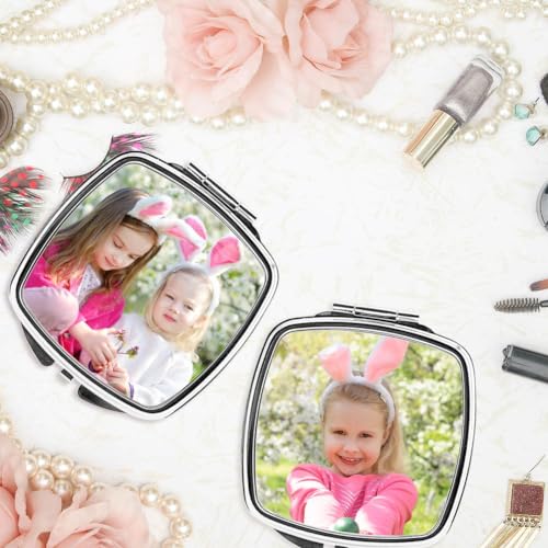 6 Pieces Sublimation Blank Pocket Makeup Mirror Sublimation Metal Compact Mirror Folding Travel Makeup Mirror Heat Transfer Cosmetic Mirror for Women Girls(Square)