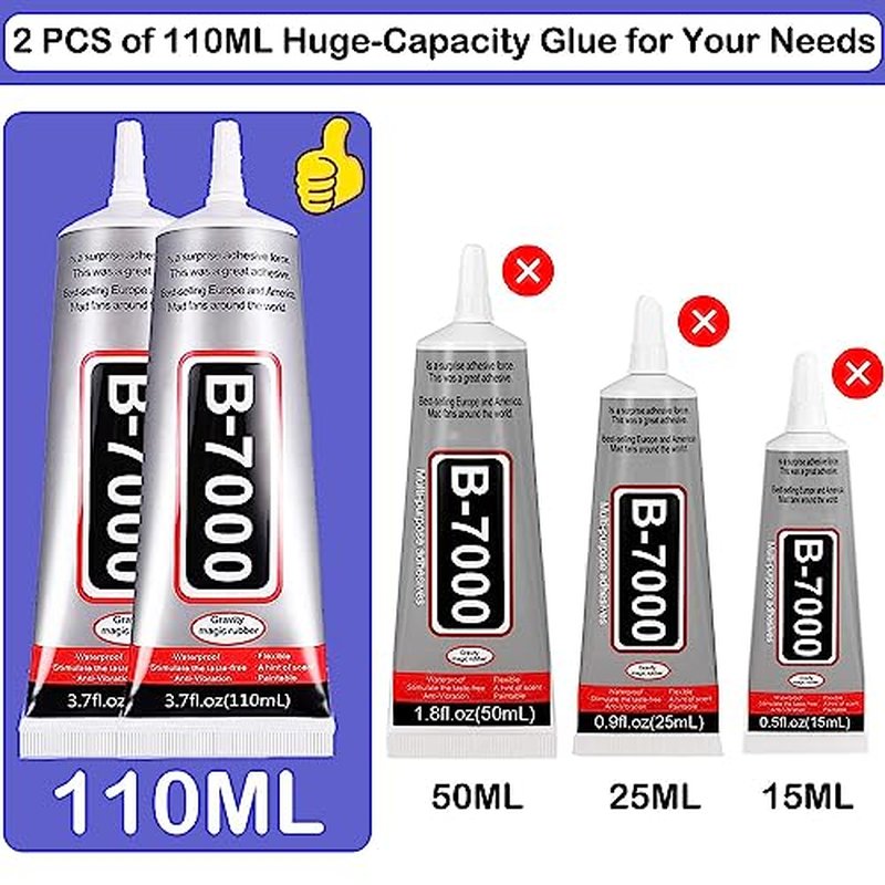 B7000 Clear Adhesive Glue Kit for Crafts - 2PCS 110ml with Tools