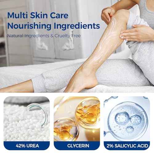 OUKEYA Urea Cream 42 Percent with 2% Salicylic Acid Tube 3 Oz,Urea Foot & Hand Cream for Dry Cracked,40 per Lotion for Feet Maximum Strength