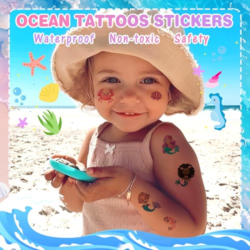 Mermaid Temporary Tattoos for Kids - 10 Sheets 90+ Designs