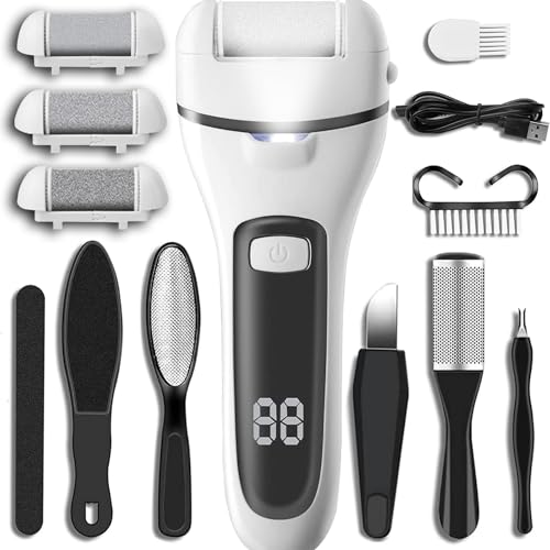 Electric Foot Callus Remover Kit with 3 Rollers & 2 Speeds