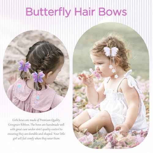 OAOLEER 6PCS Halloween Hair Bows for Girls, Yellow Purple Flower Hair Accessories for Girls Grosgrain Ribbon Bows With Alligator Clips Girl for Kids Teen (Flower Bows-Back to School)