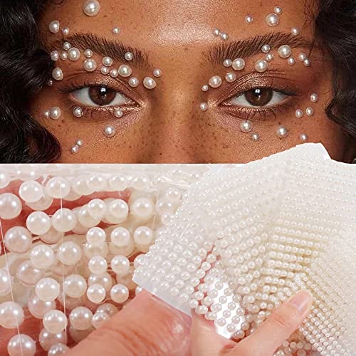 Face Jewels Gems 4 Sheets 2800 PCS Beige Rhinestones Self Adhesive