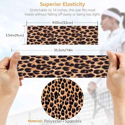 Headbands for Women Leopard Trendy Cheetah Wide Head Bands for Women's Hair Non Slip Wraps Elastic Stretchy Bandanas Workout Fashion Hair Accessories Birthday Gifts for Valentines 6PCS