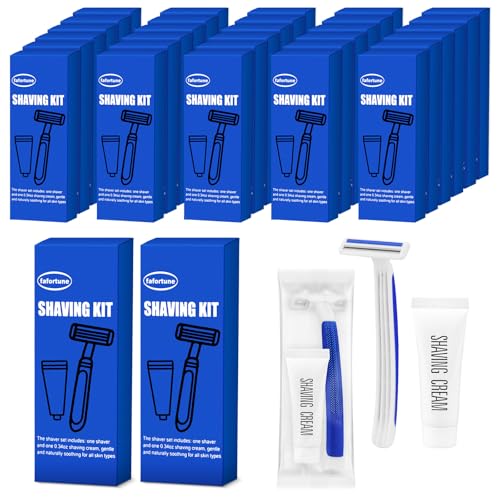 Shave Kit in Bulk Twin Blade Razors with Protective Cap,Disposable Razors in Bulk Shaving Cream for Hotel, Airbnb, Homeless, Shelter, Camping and Travel (120)