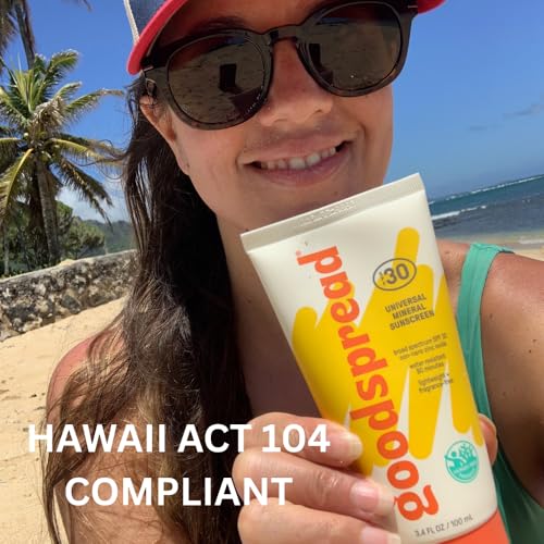 Mineral Sunscreen SPF 30 ? No White Cast, Reef Safe, Non Nano Zinc Oxide, Water Resistant, Lightweight, Face & Body Sunscreen for Sensitive Skin ? Goodspread