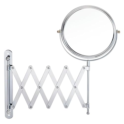 Welllink 8Inch Max Wall Mounted Bathroom Mirror, 10X Magnification with 1X Side, High-Definition Glass, No Distortion, Chrome Finish
