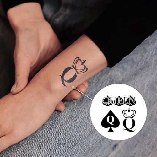 QOS Semi-Permanent Tattoo Stickers - 2 Sheets Queen of Spades