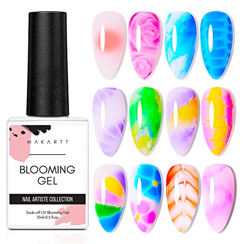 Makartt Clear Blooming Gel 15ml UV LED Soak Off Nail Art Polish Bundle With Solid Gel Builder for Nails Trial Kit Nail Extension UV Nail Glue for Acrylic Nails Rhinestones Gel