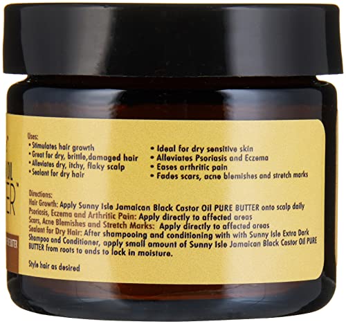 Sunny Isle Jamaican Black Castor Oil Pure Butter Coconut, Brown, 2 Fluid Ounce