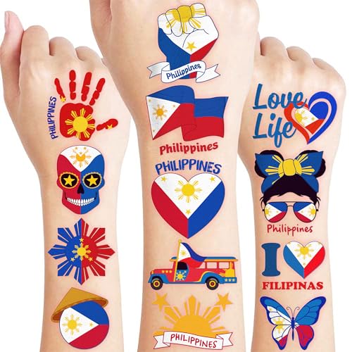 96 PCS Filipino Pride Temporary Tattoos for Kids