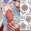 Brown Temporary Tattoo Stickers - 10 Sheet Mandala Lace Waterproof