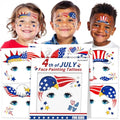 Patriotic Temporary Tattoos for Kids, 12 Sheets 4th of July Face Stickers