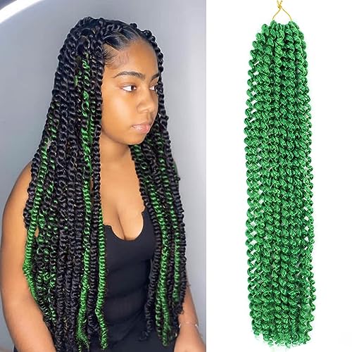 Green Passion Twist Hair 1 Pack 24 Inch Green Water Wave Crochet Hair Passion Twist Braiding Hair Curly Twist Hair Extension (24inch (Pack of 1), #Green)