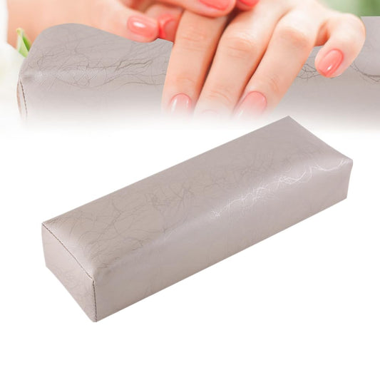 Nail Arm Rest for Acrylic Nails, Stripe Leather Nail Art Pillow Manicure Soft Sponge Hand Rests Cusion Holder (Silver)