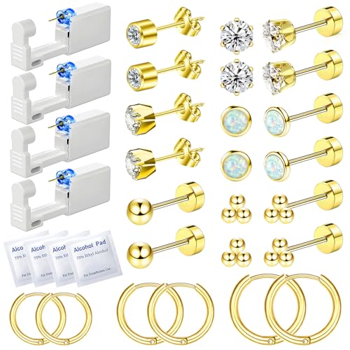 26 Piece Ear Piercing Kit with Disposable Guns & Earrings