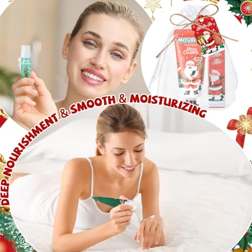144 Pcs 36 Sets Christmas Hand Cream and Lip Balm Gift Bulk Set,Moisturizing Lip Balm Hand Lotion with Organza Bag Xmas Card, Holiday Birthday Party Favors Stocking Stuffers Gifts for Women