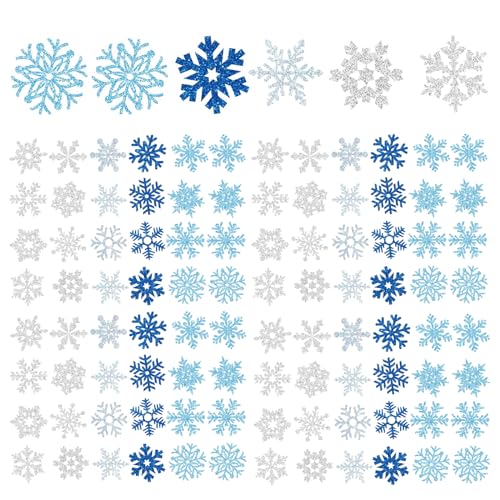 120pc Snowflake Temporary Tattoo Stickers Blue Silver Glitter