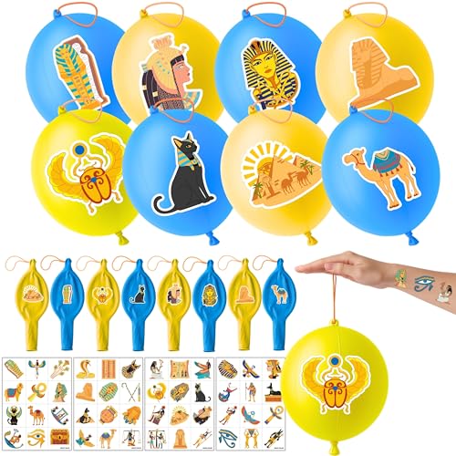 72-Piece Egyptian Party Favors Set with Punch Balloons & Tattoos