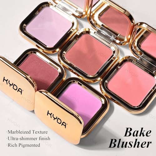 KYDA Baked Blush Powder - Matte & Shimmer Pink, Lightweight Buildable