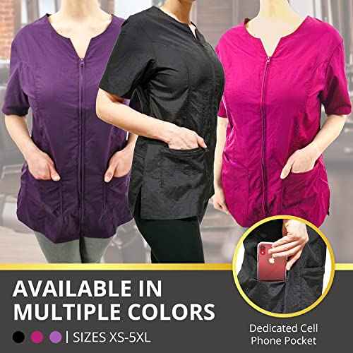 CHARLENE Haley Short Sleeves Jacket | High Fashion Hair Stylist Nylon Uniform | Water-Repellant Breathable Nylon