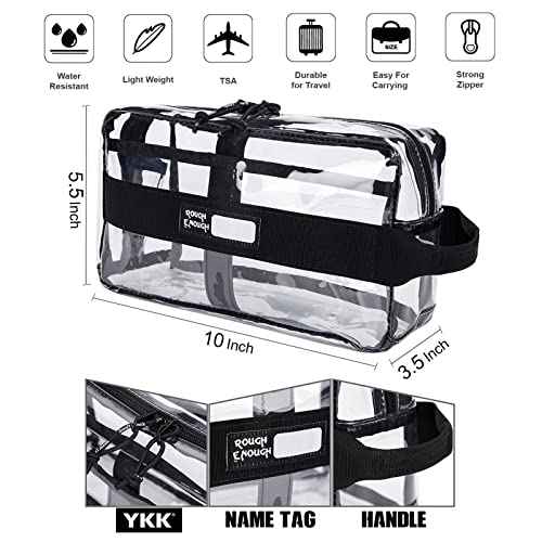 Rough Enough Clear Toiletry Bag Makeup Organizer for Traveling Women Men Travel Size Toiletries Cosmetic Shaving Kit with Handle Large