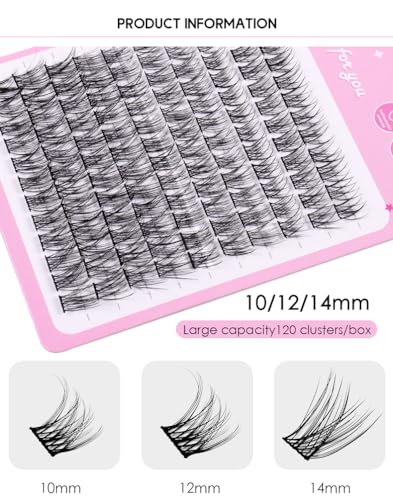 120pc Wispy Lash Clusters - DIY Eyelash Extensions, C Curl, 10-14mm