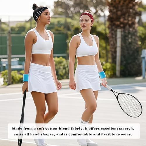 Polka Dot Headbands for Women - 5 Pack Elastic Sports Hairbands