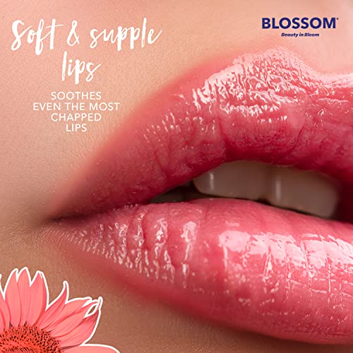 Blossom Moisturizing Strawberry Scented Tinted Lip Gloss Tube + All Natural Rollerball Perfume Oil, 2 Pack Bundle, Strawberry Rainbow/Rainbow Rose