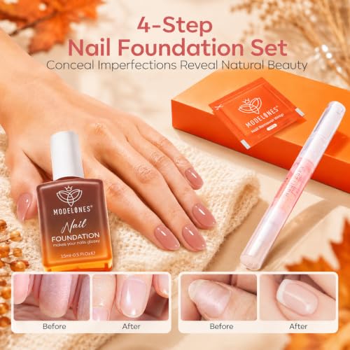 Modelones Sheer Rose Brown Nail Strengthener & Growth Kit - Fall Nail Polish