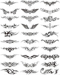 30-Piece Tribal Temporary Tattoos for Adults - Black Waterproof