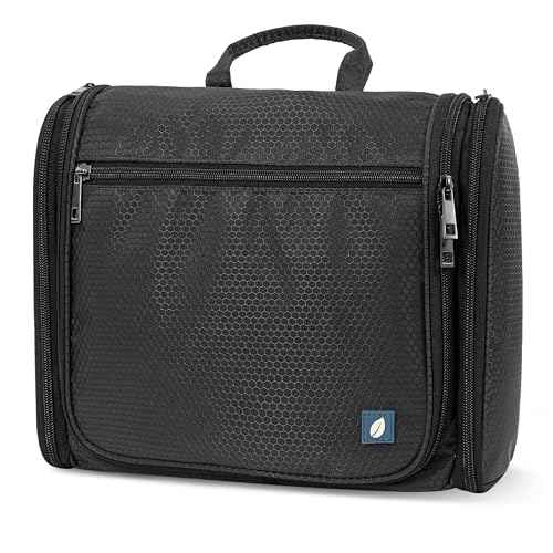 PAVILIA Large Hanging Toiletry Bag Travel Bag Women Men, Cosmetic Organizer, Water Resistant Makeup Bag Accessories Toiletries, Travel Essentials Kit, Black