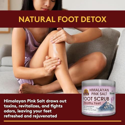 OKAY Himalayan Pink Salt Foot Scrub - Natural Body Exfoliator - 6 oz