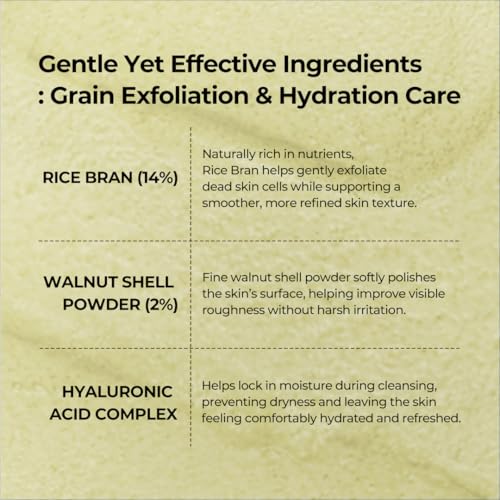 Rice Grain Scrub Cleansing Balm for Pore Refining Cleanser, Hydrating Facial Cleanser For Double Cleansing, Gentle Exfoliation, Korean Skincare, 4.06 fl. Oz