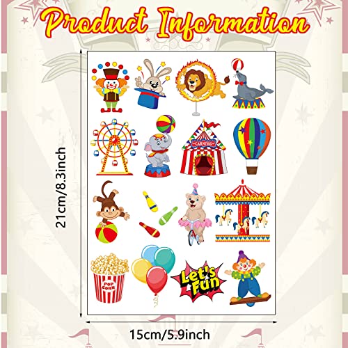 Maitys 288 Pcs Carnival Circus Temporary Tattoos for Kids