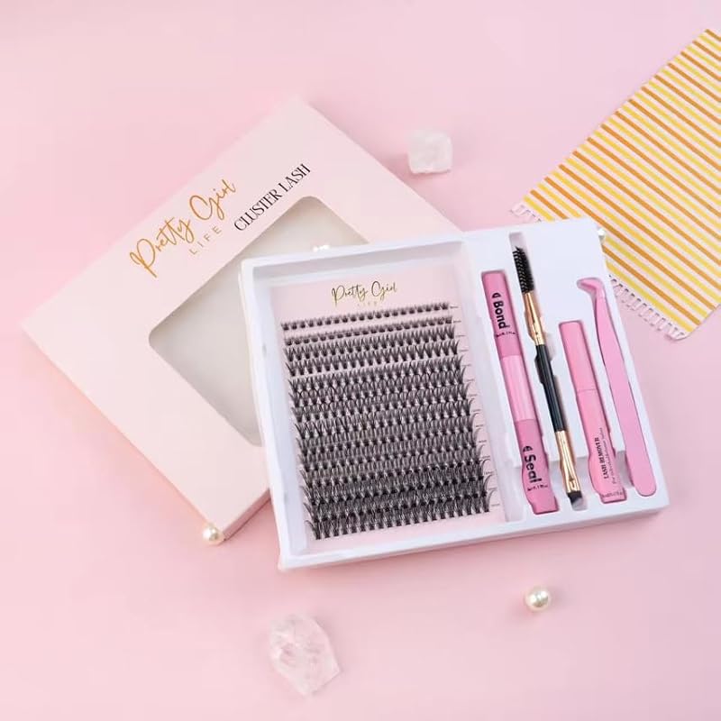 DIY Wispy Lash Clusters Kit - 280pc Eyelash Extensions with Bond & Seal
