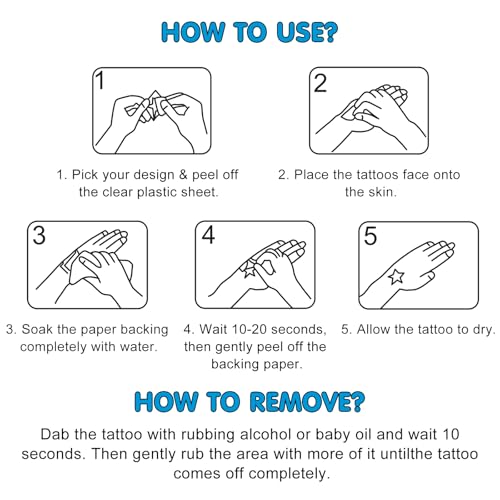 Large Temporary Tattoos for Kids, 80 Cartoon Animal Designs, 2" Stickers