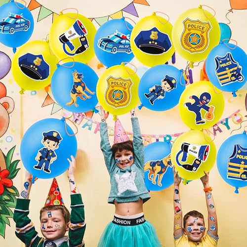 Police Party Favors Set 72pc: 24 Punch Balloons & 48 Tattoos