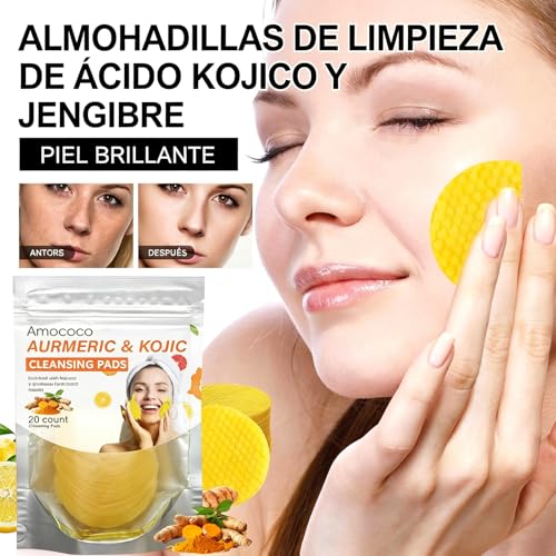 Turmeric Kojic Acid Cleansing Pads - 20 Count Facial Wipes