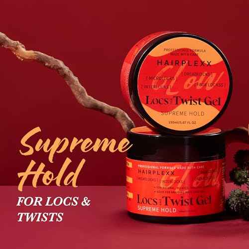 Hairplexx Glow Loc & Twist Gel ? Supreme Hold for Locs, Retwists & Twists ? Deep Moisture and Scalp Nourishment ? With Shea Butter, Biotin & Castor Oil (5.07 fl oz, Shea Butter)