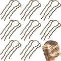 8-Piece Metal Hair Combs for Buns, U-Shape Hair Pins Bronze