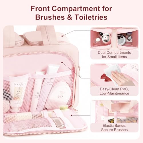 Travel Makeup Bag with Hanging Hook, Water-Resistant Toiletry Organizer
